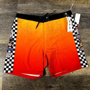 Hurley Phantom Mens Multicolor Eco Nascar Race Track Board Swim Shorts Sz 34 NWT